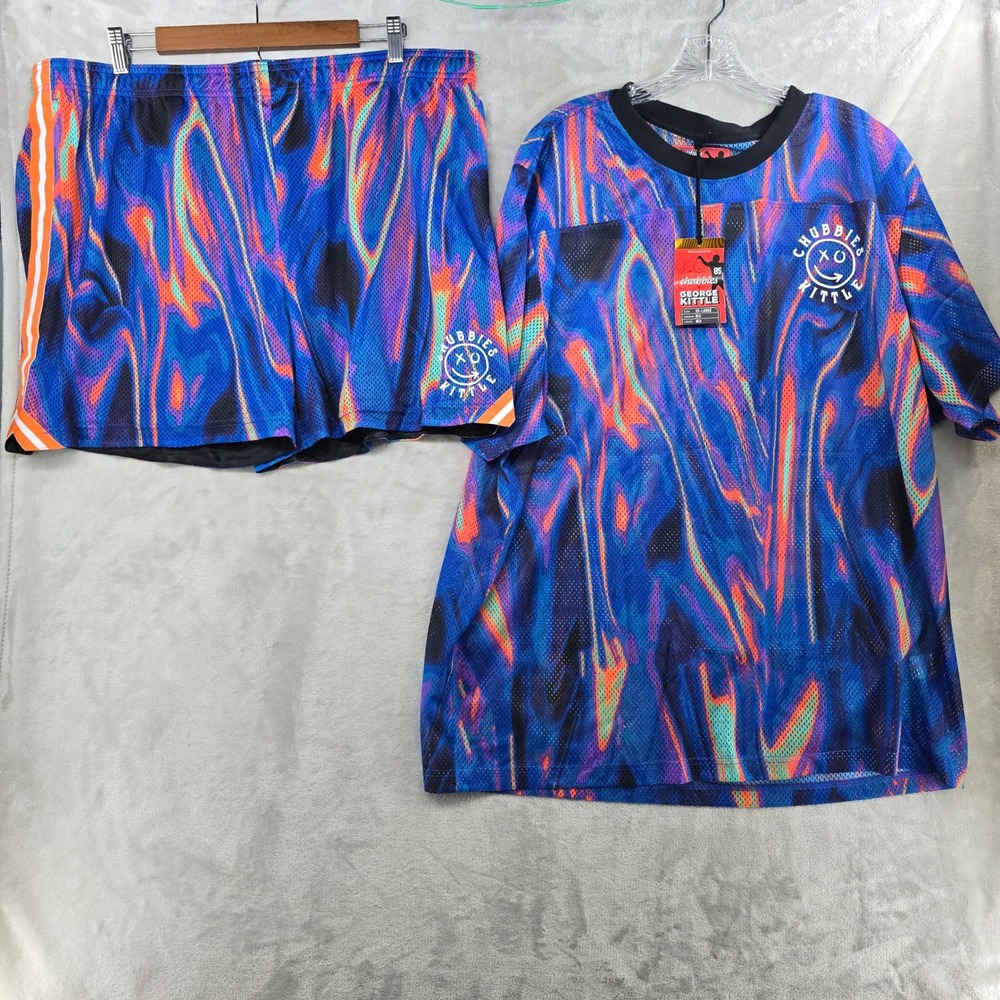 Chubbies Mesh Jersey Shorts Set Mens XXL Blue George Kittle Psychedelic NEW